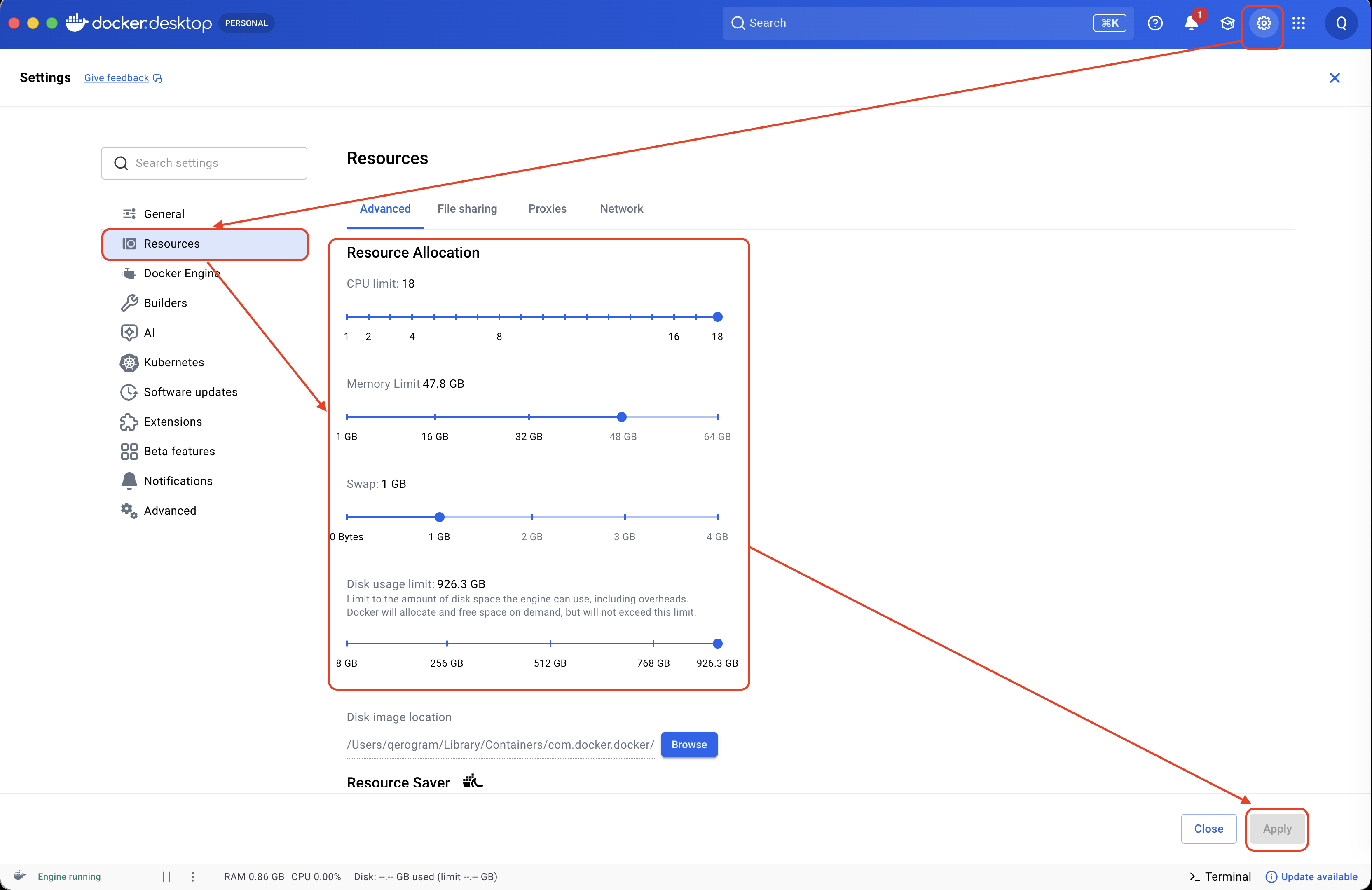 Docker Settings