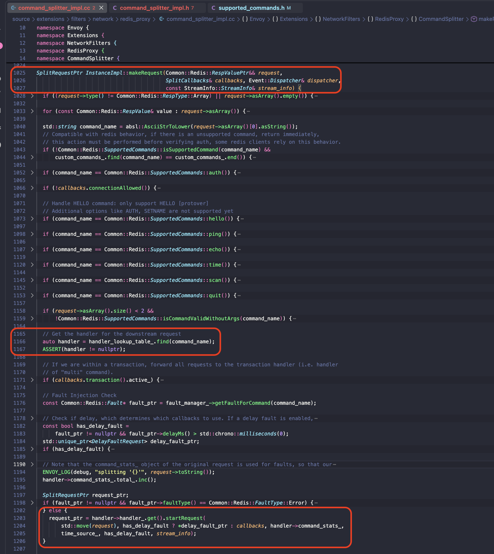 supported_commands.h — simpleCommands() 목록. “bitfield” 옆이 bitfield_ro 추가 위치다